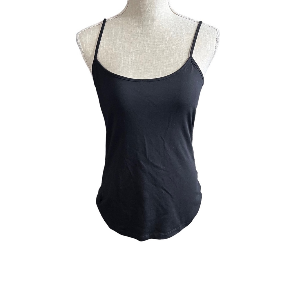 Relativity Jet Black Basic Cami Women Scoop Neck Tank Top Sz M Stretch NWT